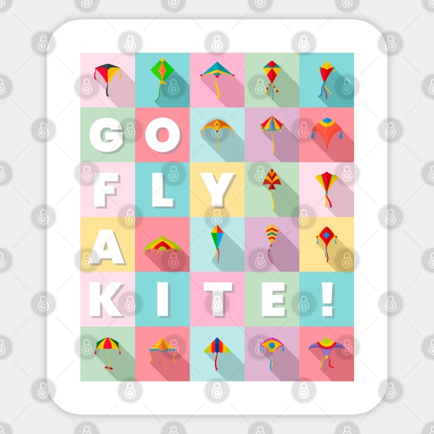 Go fly a kite! Kite Flying Colorful Pastel Design Sticker by creative